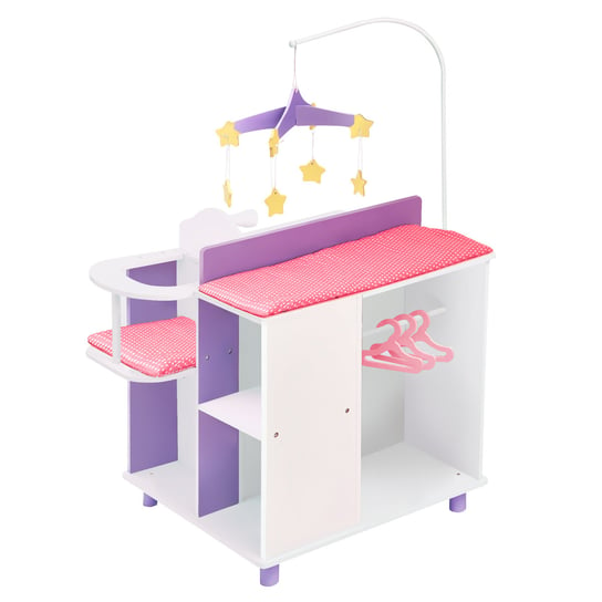 Olivia's Little World Różowo Fioletowa Stacja Zabaw dla lalek z Krzesełkiem i Mobilem Gwiazdkowym TD-0203A Teamson