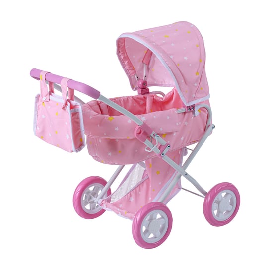 Olivia's Little World Świecące Gwiazdy Deluxe Małe Lalki Wózek dla lalek Spacerówka Różowy OL-00011 Teamson