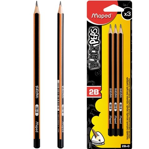 Ołówek 2B, 3 sztuki, Blackpeps Maped