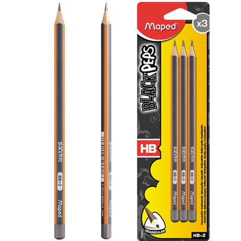 Ołówek, 3 sztuki,  BlackPeps HB Maped