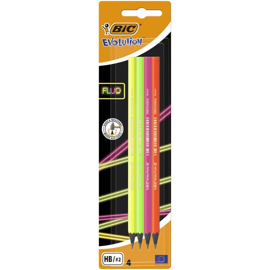 Ołówek bez gumki, BIC Evolution Fluo 650, HB, 4 sztuki BIC