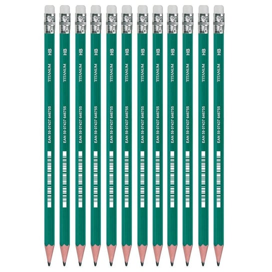 Ołówek bezdrzewny z gumką HB 12 szt Titanum Titanum