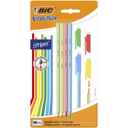 Ołówek, BIC Evolution Stripes 646, HB, 4+4 sztuki BIC