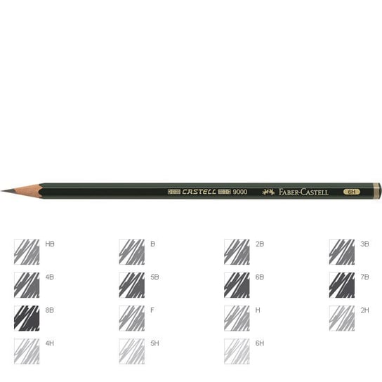 Ołówek grafitowy, 6H, Castell 9000 Faber-Castell