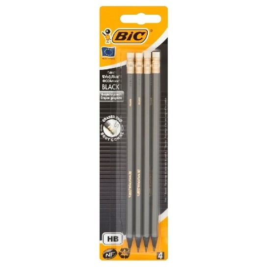 Ołówek HB z gumką, 4 sztuki, Evolution Black BIC