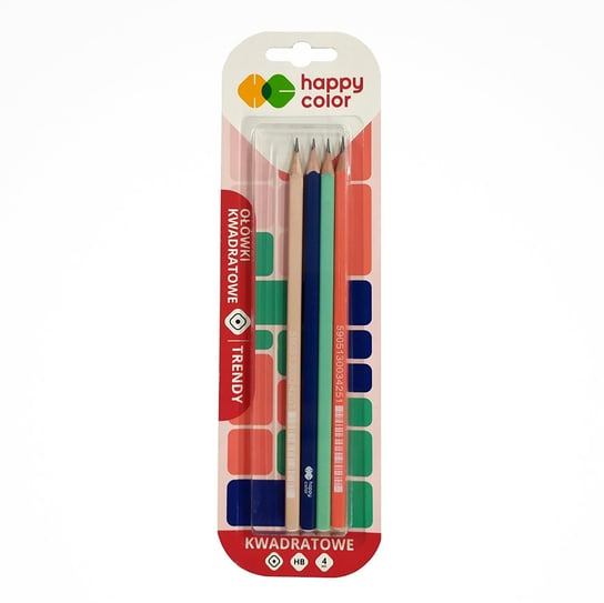 Ołówek kwadratowy Trendy, HB, 4 sztuki Happy Color