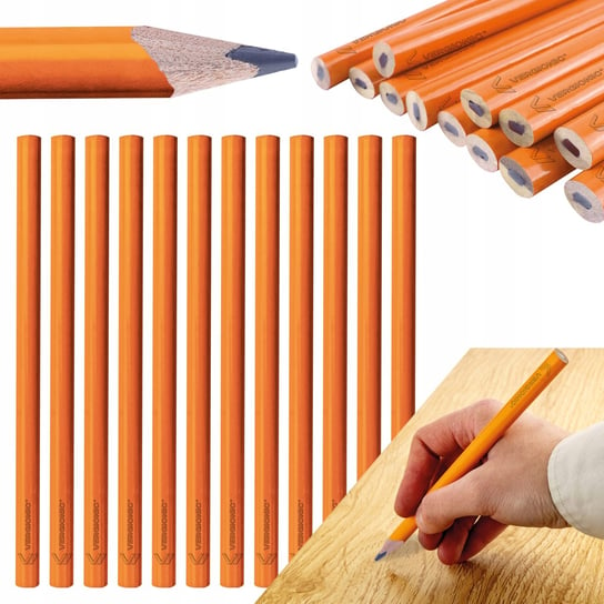 Ołówek stolarki budowlany ołówki drewniane ciesielskie ZESTAW paczka 12szt Ruffberg