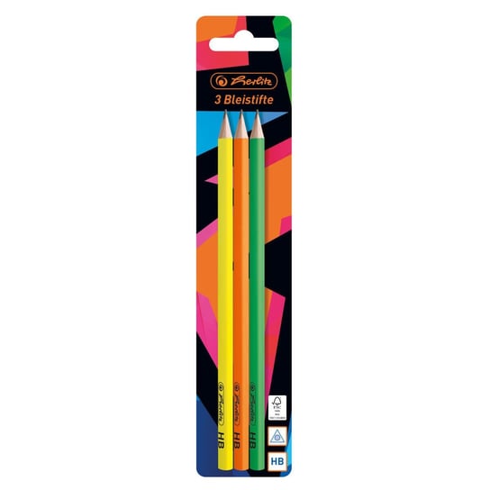 Ołówek trójkątny, Neon Art, HB, 3 sztuki Herlitz