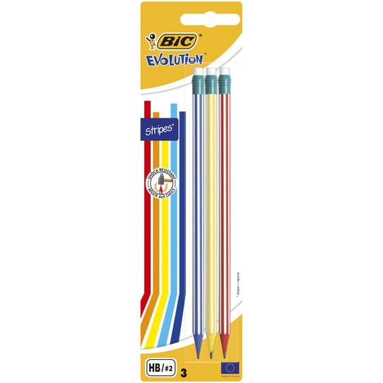 Ołówek z gumką HB Evolution Stripes 646 Blister 3szt BIC