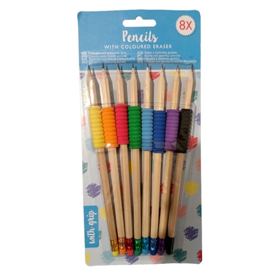 Ołówki 8 szt zestaw z kolorowymi gumkami i uchwytami Inny producent