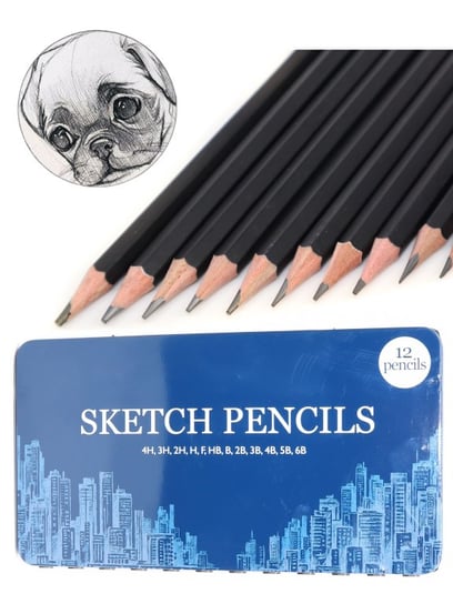 Ołówki Artystyczne Do Szkicowania X12 Etui Metal Sketchit