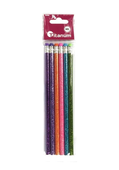 Ołówki brokatowe z gumką HB - 6 szt. Titanum Titanum