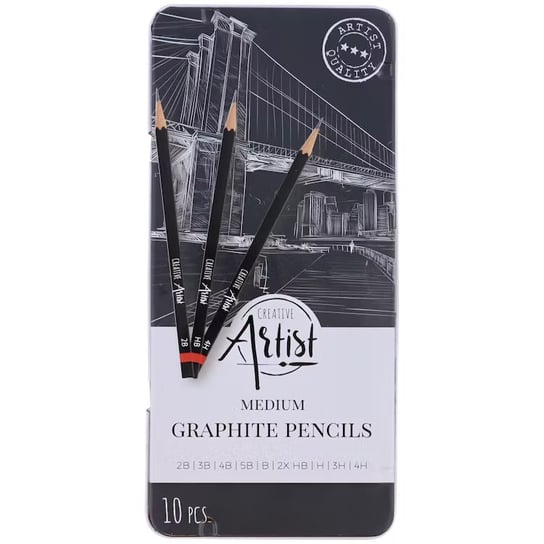 Ołówki grafitowe zestaw 10 szt metalowe pudełko Inny producent