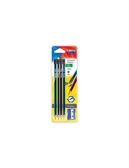 Ołówki heksagonalne z gumką, Colorino School + temperówka, 4 sztuki Colorino