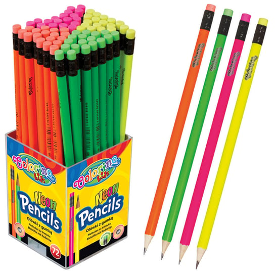 Ołówki okrągłe z gumką neonowe 72 szt. Colorino Kids 65443PTR_K Colorino