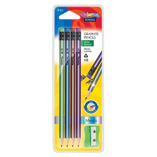 Ołówki trójkątne z gumką, Colorino Kids, 4 sztuki Colorino