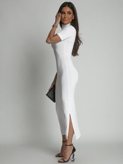 Ołówkowa midi sukienka z golfem biała FG674 S Inna marka