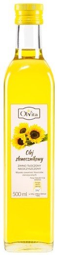Olvita, Olej słonecznikowy, zimnotłoczony, 500 ml Olvita
