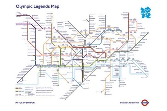 Olympic Legends Underground Map - plakat 91,5x61 cm Pyramid Posters