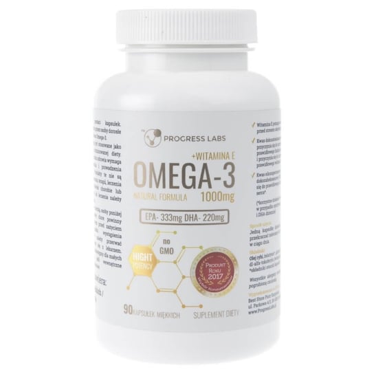 Omega-3 1000 mg + Witamine E PROGRESS LABS, Suplement diety, 90 kaps. Progress Labs
