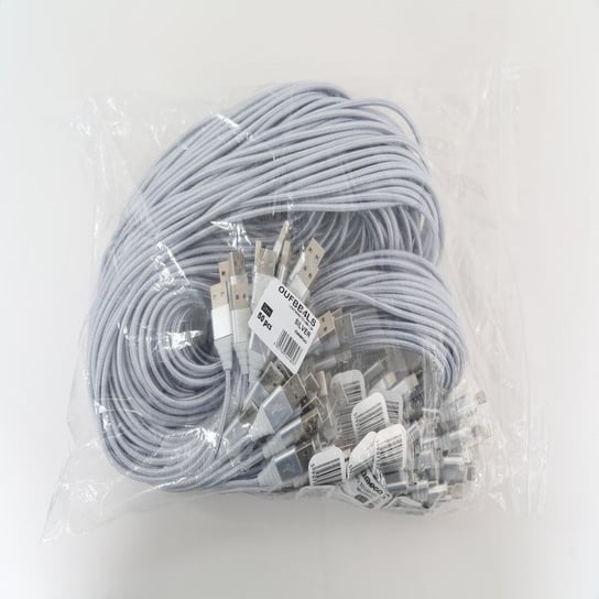 Omega Boa Fabric Cable Kabel Braided Lightning To Usb 1,5A 118 Copper Polybag Oem 2M Silver [44180] OMEGA