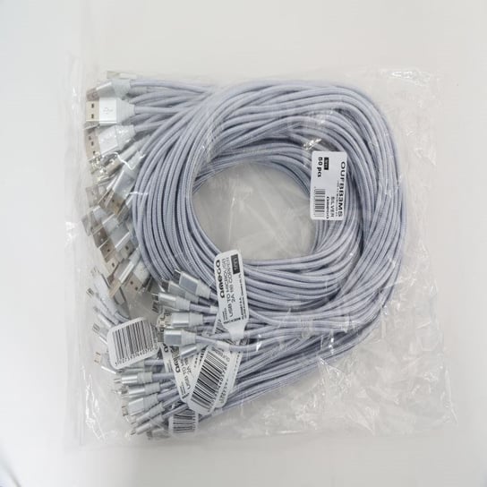 Omega Cantil Fabric Cable Kabel Braided Micro Usb To Usb 2A 118 Copper Poly 1M Silver [44057] OMEGA