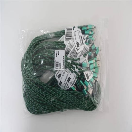 OMEGA CORDYL FABRIC CABLE BRAIDED LIGHTNING TO USB 2A POLYBAG OEM 1M GREEN [44039] OMEGA