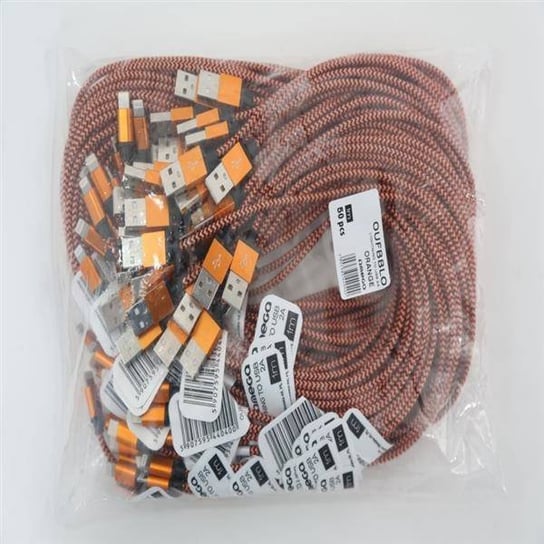 Omega Cordyl Fabric Cable Braided Lightning To Usb 2A Polybag Oem 1M Orange [44040] OMEGA