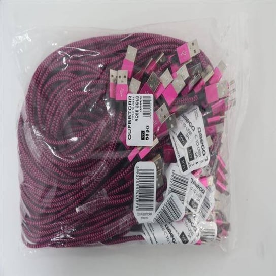 OMEGA MABUYA FABRIC CABLE BRAIDED TYPE-C TO USB 2A POLYBAG OEM 1M ROSE RED [44197] OMEGA