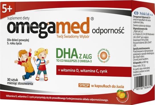 Omegamed Odporność 5+, suplement diety, 30 kapsułek do żucia Polski Lek