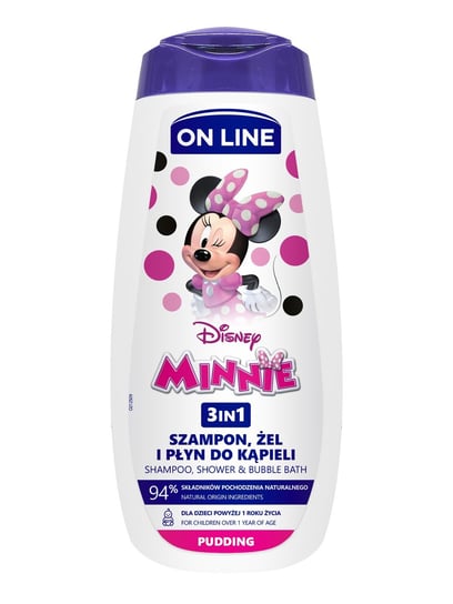 On Line, Disney, Minnie, Żel pod prysznic dla dzieci, Pudding, 3w1,  400 ml FORTE SWEEDEN