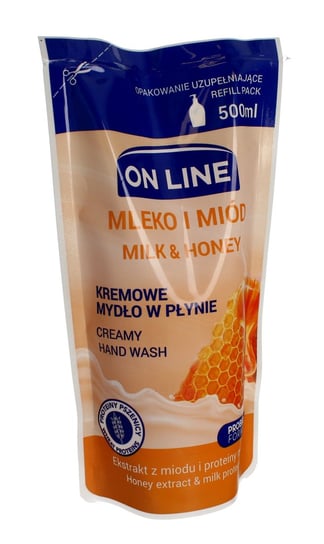 On Line, kremowe mydło w płynie Mleko i Miód, uzupełnienie, 500 ml On Line