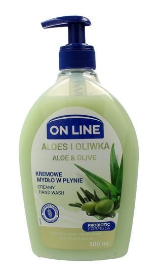 On Line, kremowe mydło w płynie z dozownikiem Aloes i Oliwka, 500 ml On Line