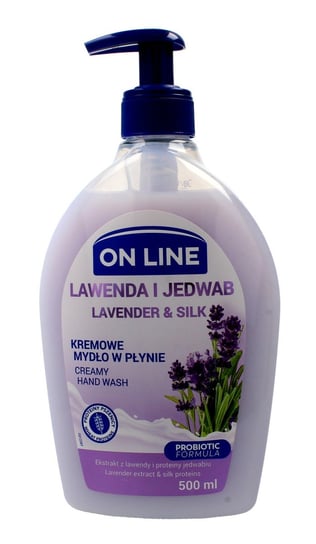 On Line, kremowe mydło w płynie z dozownikiem Lawenda i Jedwab, 500 ml On Line