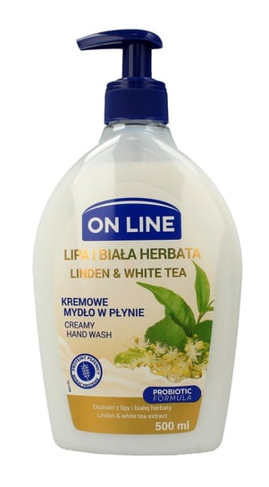 On Line, kremowe mydło w płynie z dozownikiem Lipa i Biała Herbata, 500 ml On Line