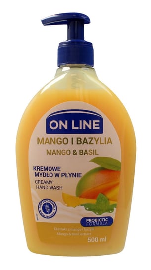 On Line, kremowe mydło w płynie z dozownikiem Mango i Bazylia, 500 ml On Line