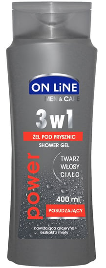 On Line, Men & Care, żel pod prysznic 3w1 Power, 400 ml On Line