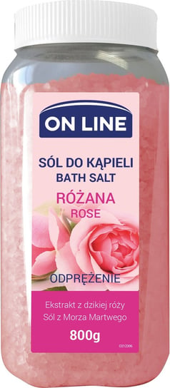 On Line, odprężająca sól do kąpieli Róża, 800 g On Line