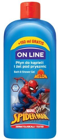 On Line, Spiderman, Szampon i żel pod prysznic 2w1 Morela, 400 ml On Line