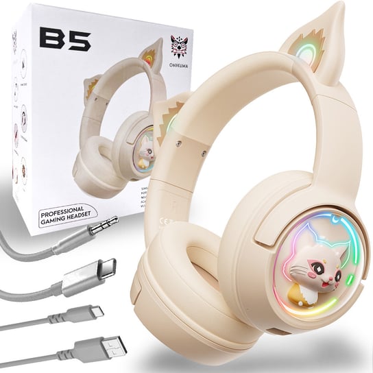ONIKUMA B5 CAT Słuchawki gamingowe nauszne BT Biały Onikuma