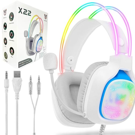 ONIKUMA X22 Słuchawki gamingowe nauszne RGB : Kolor - biały Inna marka