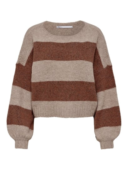 ONly brązowy krótki sweter paski M ONLY