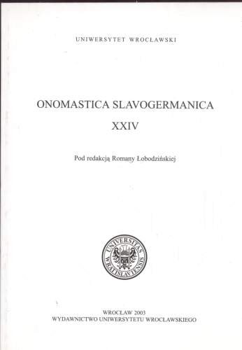 Onomastica Slavogermanica XXIV Opracowanie zbiorowe
