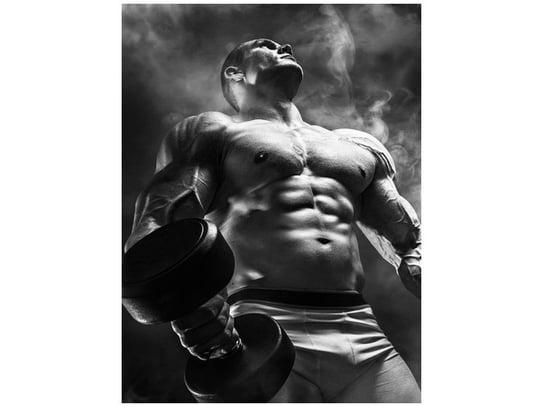 Oobrazy, Fototapeta, Mężczyzna na siłowni black and white, 150x200 cm Oobrazy