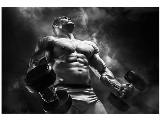 Oobrazy, Fototapeta, Mężczyzna na siłowni black and white, 200x135 cm Oobrazy