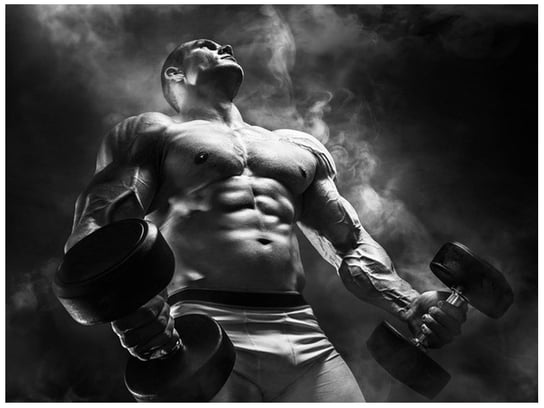 Oobrazy, Fototapeta, Mężczyzna na siłowni black and white, 200x150 cm Oobrazy