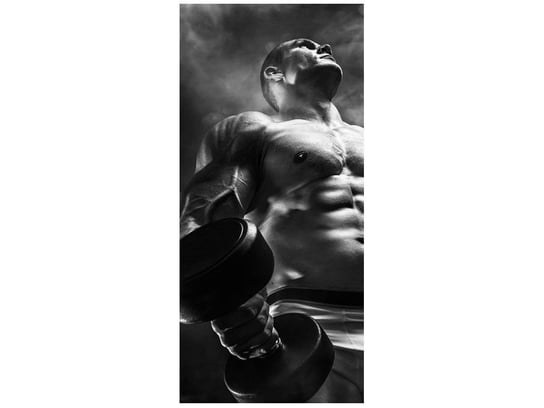Oobrazy, Fototapeta, Mężczyzna na siłowni black and white, 95x205 cm Oobrazy
