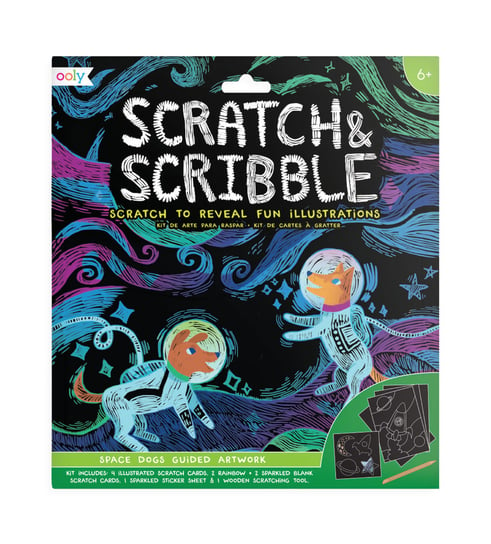 Ooly, zestaw kreatywny Zdrapywanki Scratch & Scribble - Kosmiczne Psy Ooly
