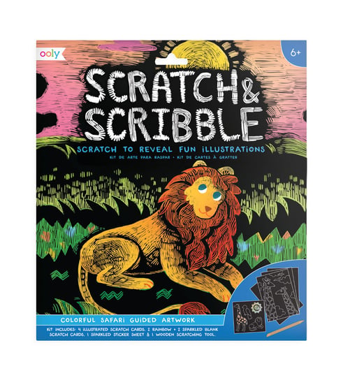 Ooly, zestaw kreatywny Zdrapywanki Scratch & Scribble - Safari Ooly