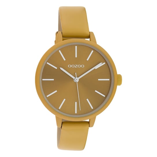 Oozoo Damski zegarek na rękę Timepieces Analog ze skóry musztardowo-żółty UOC10254 Oozoo